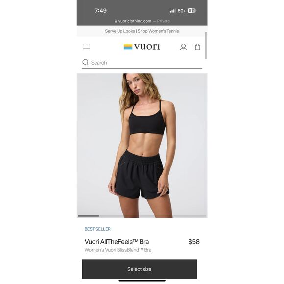 Vuori AllTheFeels Bra BlissBlend Material Size medium Excellent Condition - Picture 2 of 9